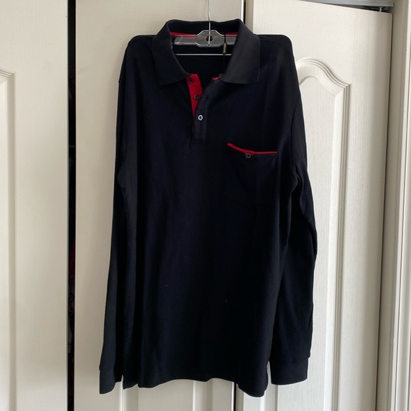 GHYUGR Men's Long Sleeve Polo - Large - Black - Picture 1 of 3